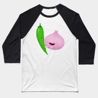 Friends: Mr Chile and Ms Onion Baseball T-Shirt